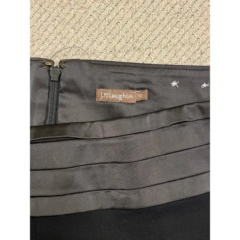 J. McLaughlin  King Satin Trim Black Straight Leg Zip Up Pants pockets, size 10