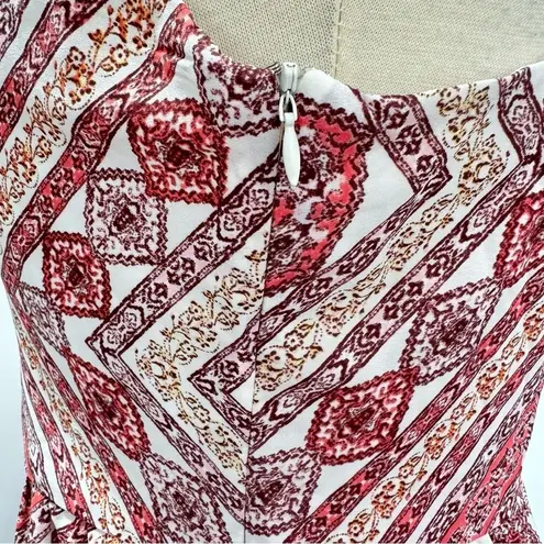 Skies Are Blue Coral Pink & Ivory Boho Spaghetti Strap Maxi Dress from ModCloth