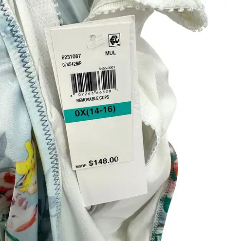 Becca by Rebecca Virtue Femme Flora One Piece Swimsuit Blue Plus Size 0X