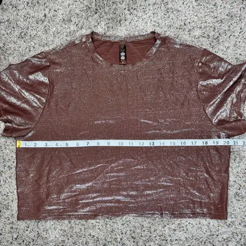 SKIMS Shimmer Crop Top Cocoa Brown 4X Plus Size Metallic Short Sleeve Tee