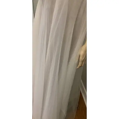 Hebeos wedding dress white lace and tool over champagne sz 2