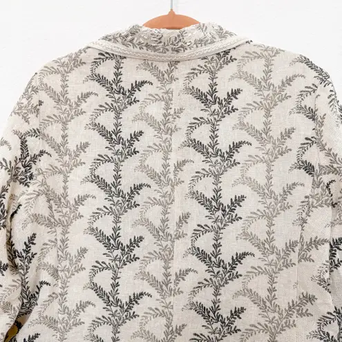 Coldwater Creek Womens Blazer Size M Cream Botanical Embroidered Cottage Fairy