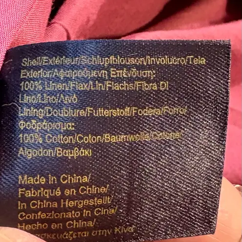 Brooks Brothers ♨️ Linen Pintuck Ruffle Bib Dress Plum – Size 6🧡