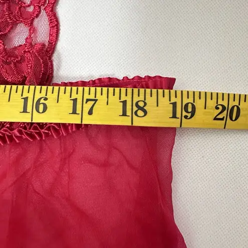Frederick's of Hollywood Vintage Nightie Red Lacey Sheer Mesh Sexy Honeymoon 3X