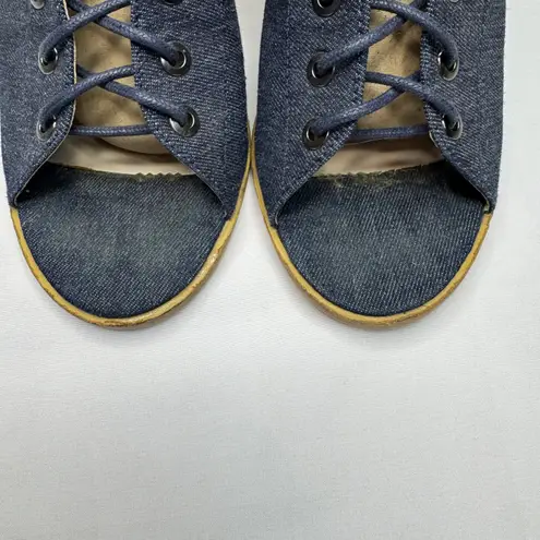 Catherine Malandrino Jerzinie Lace-up Denim Bootie Size 8 Blue Shoe