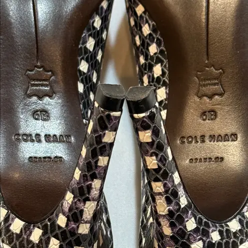 Cole Haan Grand.OS Snakeskin Leather Heels
Size 6 | Black White Python Print
