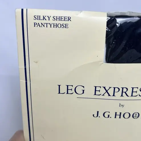Vintage J.G.‎ Hook Leg Expressions Silky Sheer Black Pantyhose Size Queen Short