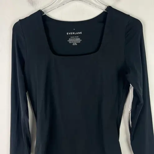 Everlane NWT  The Long-Sleeve Supima Square-Neck Bodysuit Black Size Medium M NEW