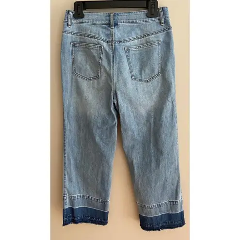  Cropped Wide Leg Denim Raw Hem Jeans US Size 4/ Chico's Size 0