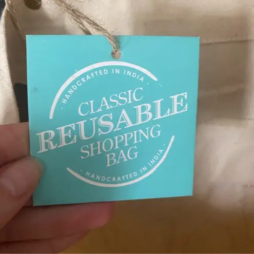 Elephant 100% Cotton Canvas Tote Bag with Gold Leather Handles New with Tags