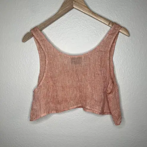Le Kasha Womens Peach Linen Crop Tank Top Size M/L Natural Fibers Pink