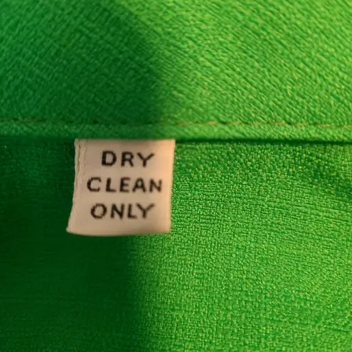 Vtg 60s 70s Double Knit Womens Lime Green Button Up Spread Collar Shirt Top Size M