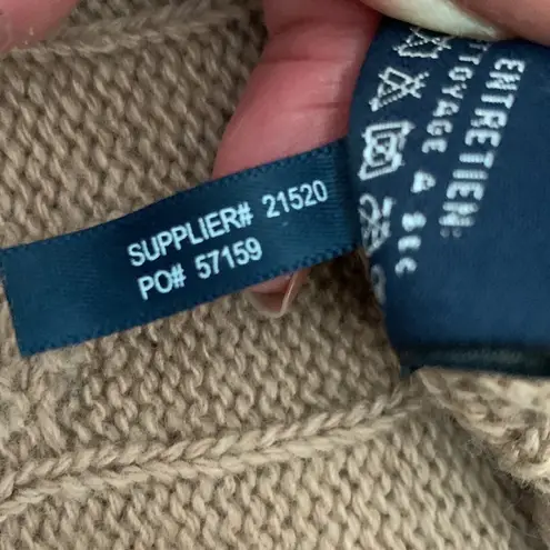 Vintage Ralph Lauren Sport Tan Cable Knit Wool Cashmere Blend Cardigan Sweater Size M