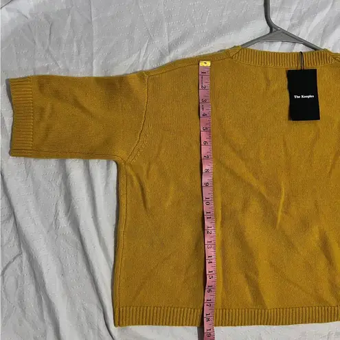 The Kooples yellow mustard cashmere cardigan oversized crop length sweater sz 2