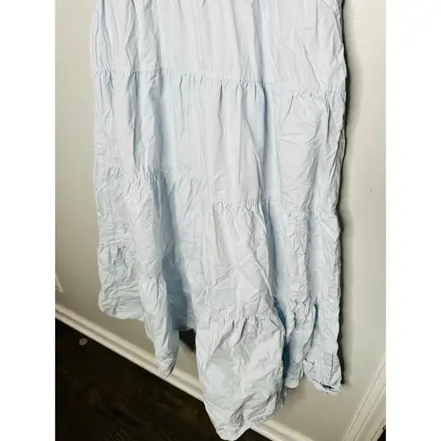 DEREK LAM X RTR Light Blue 100% Cotton Hourglass Cap Sleeve Tiered Dress Size 46