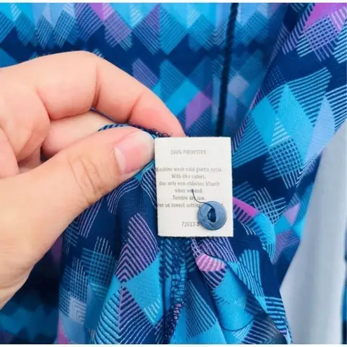 Decree Sheer Abstract Long Sleeve Blouse Size L Women’s Blue / Purple Geometric