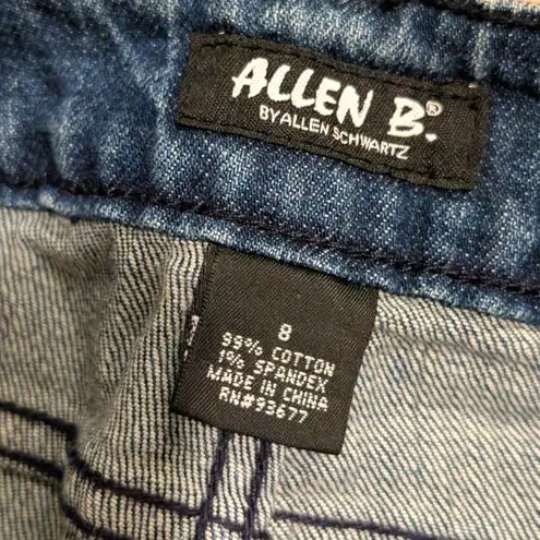 Allen B Schwartz Capri Denim Jeans Womens 8 BLING Rhinestones Crystals Blue