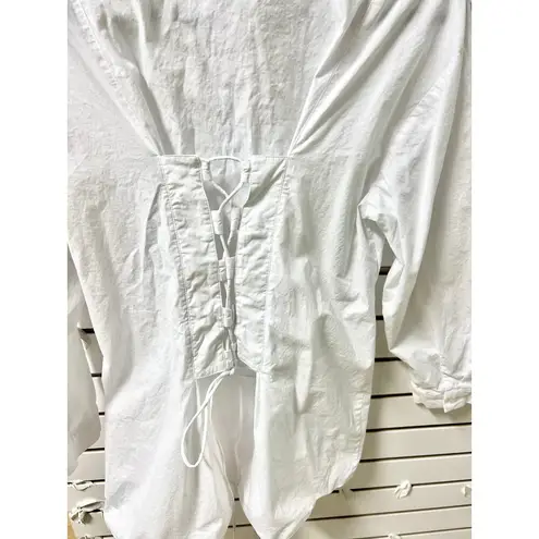 Showpo NWT . Rachana Lace Up Back Longline Shirt Dress White Women's Size US 2