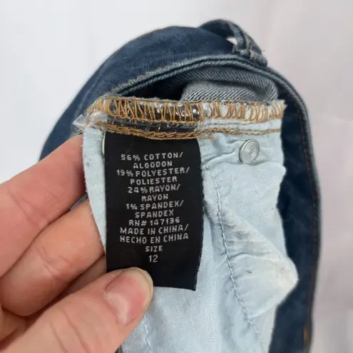 1822 Denim Roll Cuff Distressed Blue Skinny Jeans Size 12