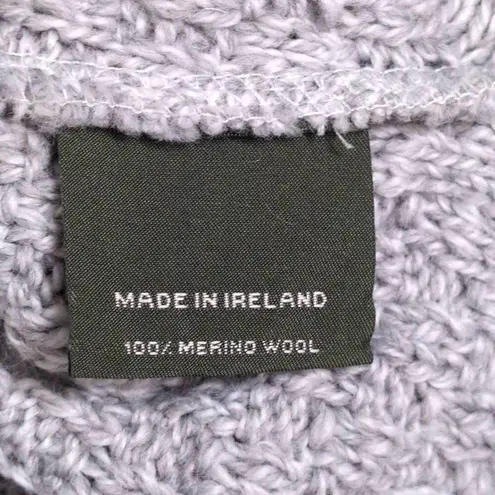 NWT Aran Sweater Market Gray Cable Knit Turtleneck Merino Irish Sweater Size S