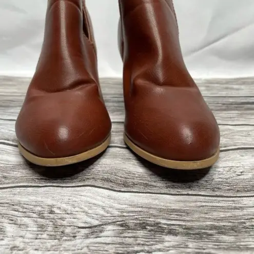 Unbranded Faux Leather Notched Ankle Booties 8.5 Cognac Warm Brown Exposed Ankle Size undefined