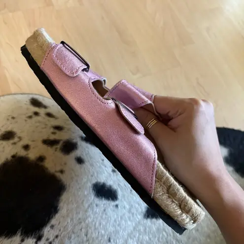 MANEBI Ciabatta Donna Woman Pink Metallic Espadrilles Slide Sandals Size 8