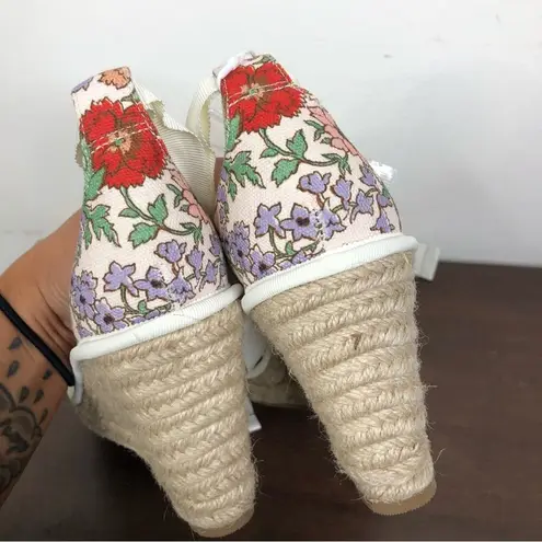 Veronica Beard NEW White Floral Soleil Lace Up Espadrille Wedge Sandals Size 6.5