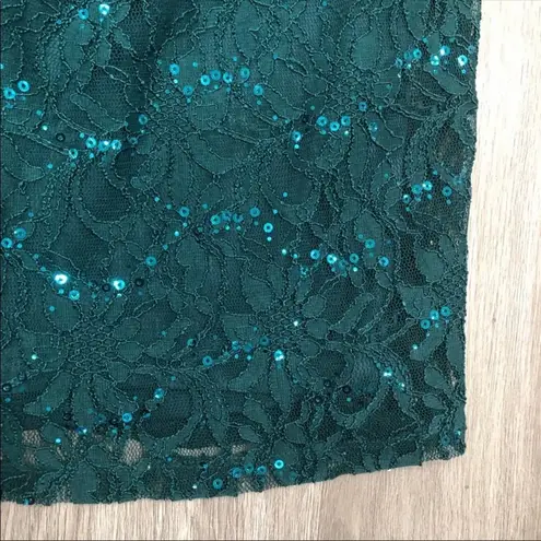 Ronni Nicole Women's Green Sequined Lace Sleeveless Cowl Neck Sheath Dress sz 6