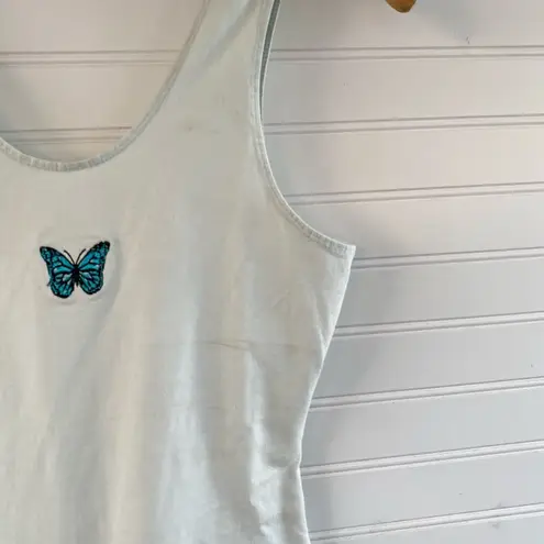 urban nation  Light Blue Butterfly Embroidered Tank Bodysuit Size XS