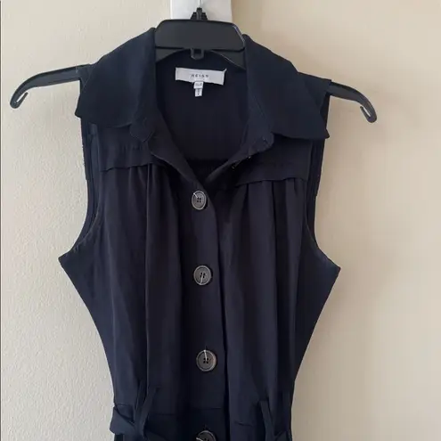 Reiss HEIDI VISCOSE-LINEN BELTED MIDI DRESS IN NAVY, Size 4 , $298