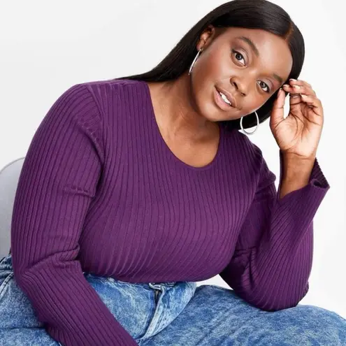 Future Collective twisted back crewneck pullover purple sweater Size 1X