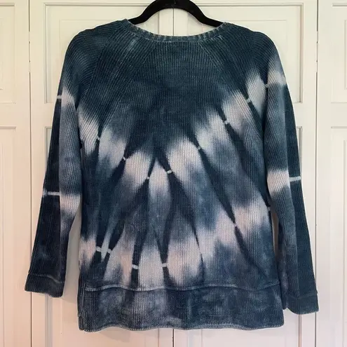 Nic+Zoe blue tie dye lace shoulder sweater small petite