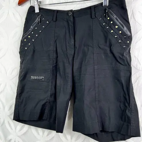 Bermuda Jamie Sadock Women Size 2  Black Studded Golf Shorts