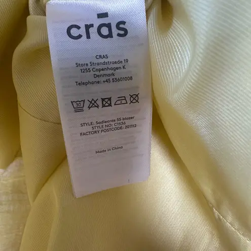 Crās Sadie Suit Jacket Shoulder Pads Short Sleeve Yellow and White Pearl Buttons Size 4