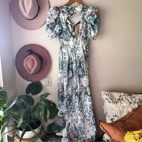VINTAGE Early 1990's Floral Dress Open Back cottagecore prairie garden RARE