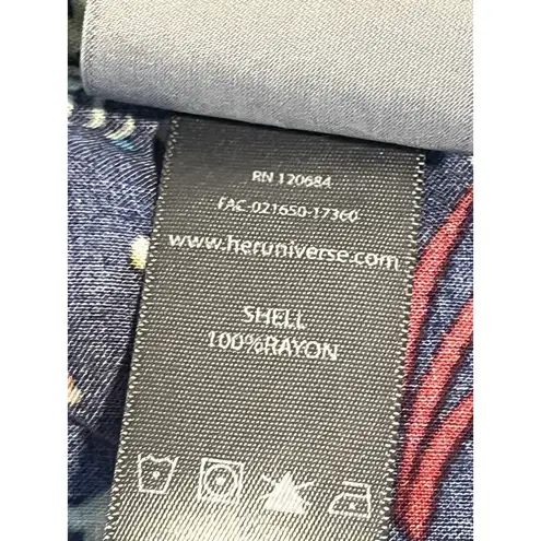 Ponyo Romper Womens XL Blue Sea Print Sleeveless Multicolor Low Scoop V Neck