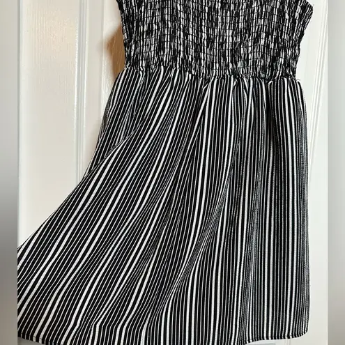 Purple Snow Black & White Striped Tank Top Romper w Layered Skirt Dress Size LG