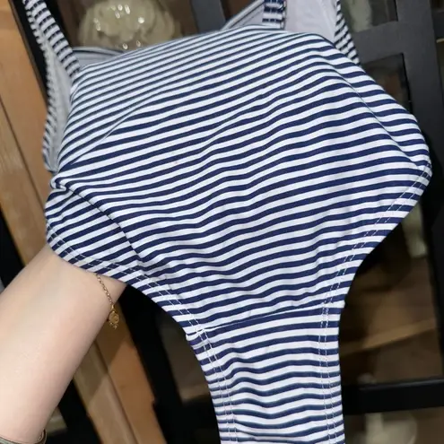 Nip Tuck Sorrento Stripe Joanne One Piece Swimsuit navy tummy control ruched White Size 6