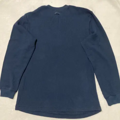 SKIMS Navy Heavy Waffle Knit Henley XS