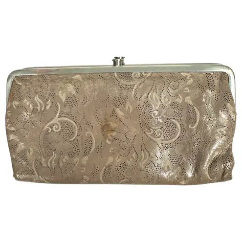 Hobo International Lauren Clutch Brown Floral Silver Hardware - READ