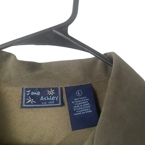 Jane Ashley Vintage 90s Size Large Green Faux Suede Button Up Blouse