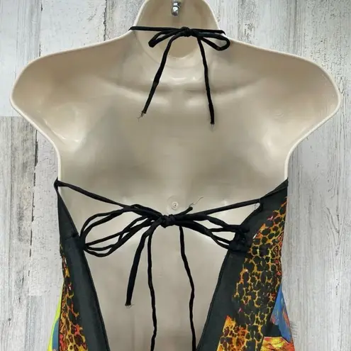 Unbranded Dress Swim Coverup Womens Small Multicolor Beaded Satin Tie Back