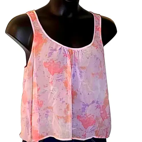 I Love H81 Women's Sleeveless Floral Blouse - Size Large Flowy Sheer Top