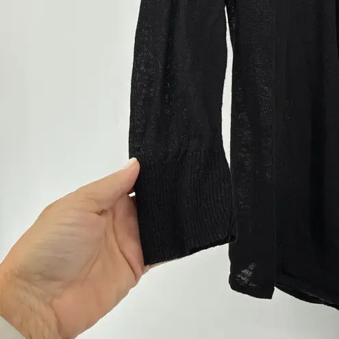 Nic+Zoe Black Linen Viscose Two-Way Cardigan Sweater Size Large Lightweight