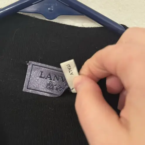 Lanvin thin Wool Black Cardigan with Crystal embellishments Size S