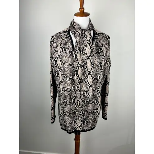  Double Espresso Python-Print Tie Neck Sweater Size XL Chico's 3 Snake - Image 2