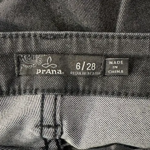 prAna SZ 6/28 Tapered Pants Low-Rise Pockets Stretch Zip-Fly Gray Black Womens