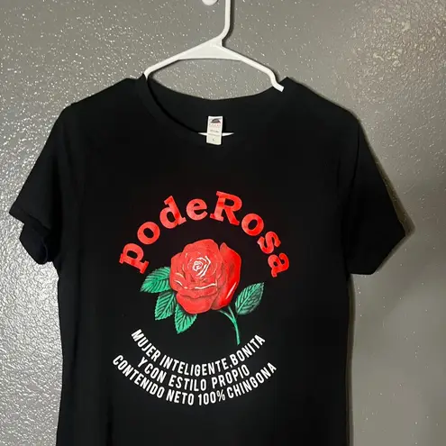 Women’s Black Poderosa Graphic Tee Rose Print T