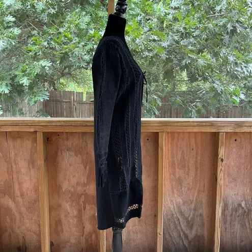 Misdemeanor Women's Vintage Black Suede Blend Open Cardigan Size M Size M