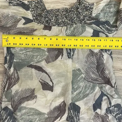 Please Tan Purple Blue Green Lightweight 3/4 Sleeve Drawstring Bottom Medium